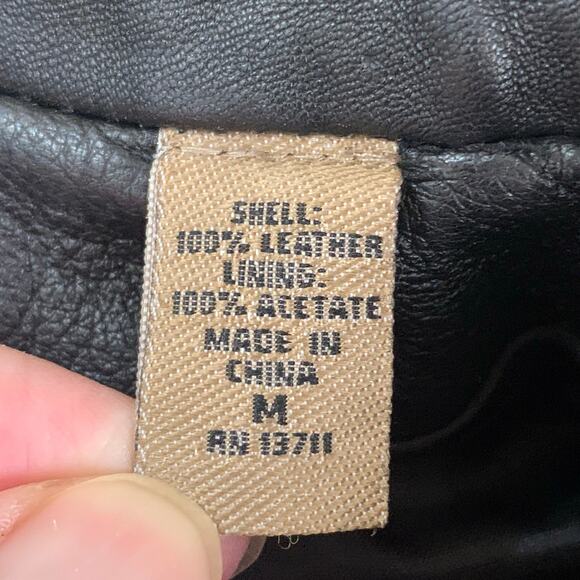 Vintage I.E. Size M Womens 100% Leather Blazer Jacket Black Outdoor Classic Soft - Picture 15 of 15